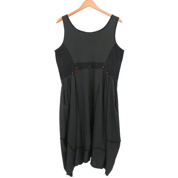 ADC Lagenlook Art to Wear Mixed Media 2 Pc Lantern Dress Jacket Set Black 12 14 - Picture 10 of 10